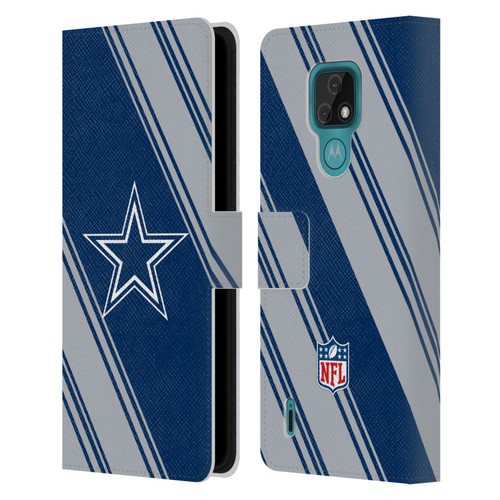 NFL Dallas Cowboys Artwork Stripes Leather Book Wallet Case Cover For Motorola Moto E7