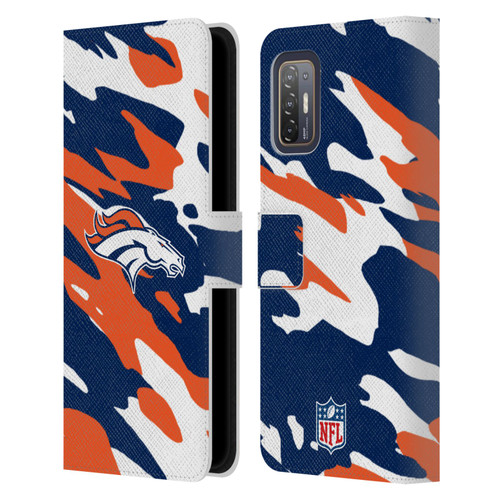 NFL Denver Broncos Logo Camou Leather Book Wallet Case Cover For HTC Desire 21 Pro 5G