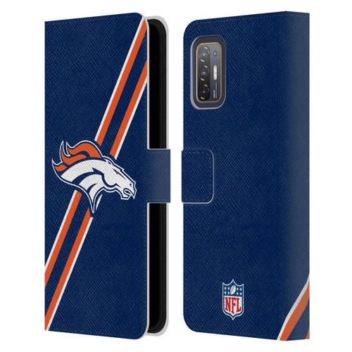 NFL Denver Broncos Logo Stripes Leather Book Wallet Case Cover For HTC Desire 21 Pro 5G