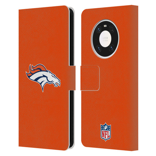 NFL Denver Broncos Logo Plain Leather Book Wallet Case Cover For Huawei Mate 40 Pro 5G