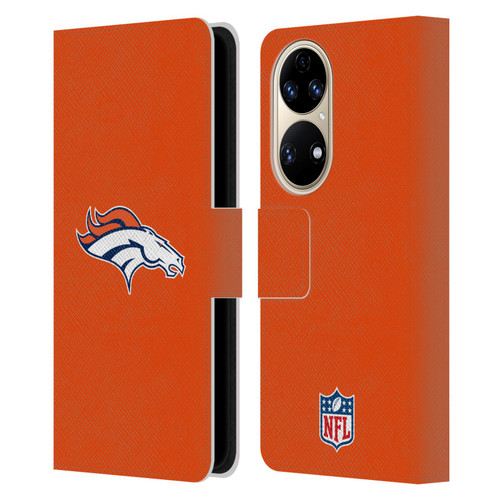 NFL Denver Broncos Logo Plain Leather Book Wallet Case Cover For Huawei P50