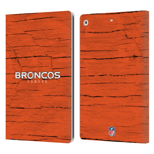 NFL Denver Broncos Logo Distressed Look Leather Book Wallet Case Cover For Apple iPad 10.2 2019/2020/2021