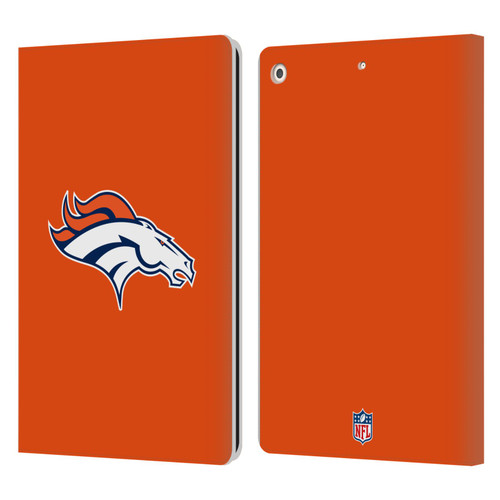NFL Denver Broncos Logo Plain Leather Book Wallet Case Cover For Apple iPad 10.2 2019/2020/2021