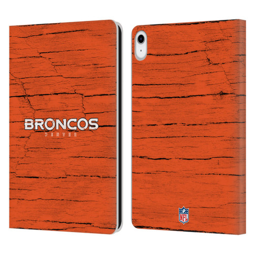 NFL Denver Broncos Logo Distressed Look Leather Book Wallet Case Cover For Apple iPad 10.9 2022/2025