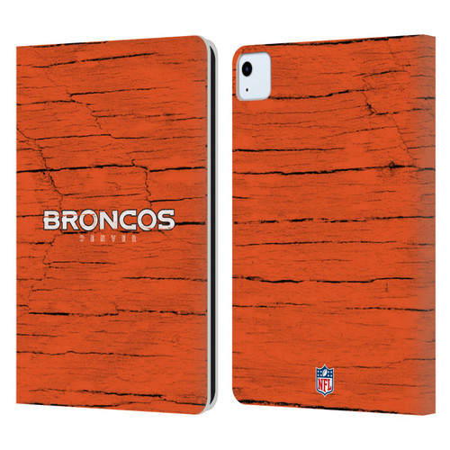 NFL Denver Broncos Logo Distressed Look Leather Book Wallet Case Cover For Apple iPad Air 11 2020/2022/2024/2025