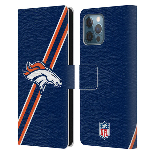 NFL Denver Broncos Logo Stripes Leather Book Wallet Case Cover For Apple iPhone 12 Pro Max