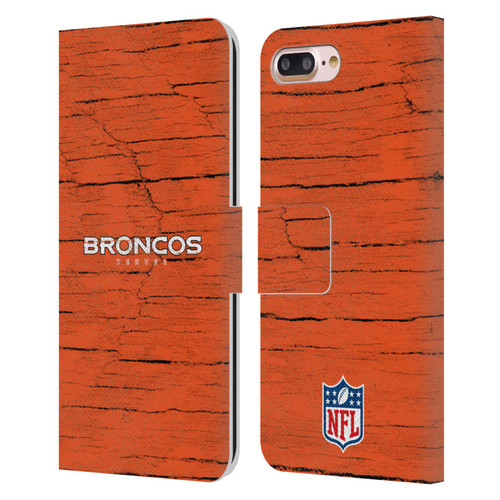 NFL Denver Broncos Logo Distressed Look Leather Book Wallet Case Cover For Apple iPhone 7 Plus / iPhone 8 Plus