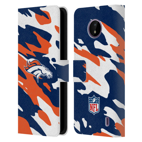 NFL Denver Broncos Logo Camou Leather Book Wallet Case Cover For Nokia C10 / C20