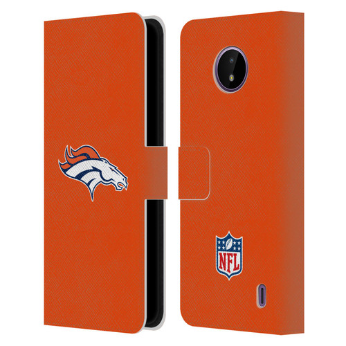 NFL Denver Broncos Logo Plain Leather Book Wallet Case Cover For Nokia C10 / C20