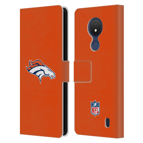 NFL Denver Broncos Logo Plain Leather Book Wallet Case Cover For Nokia C21