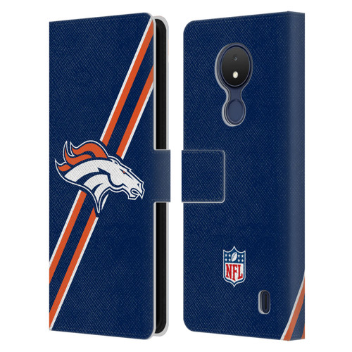 NFL Denver Broncos Logo Stripes Leather Book Wallet Case Cover For Nokia C21