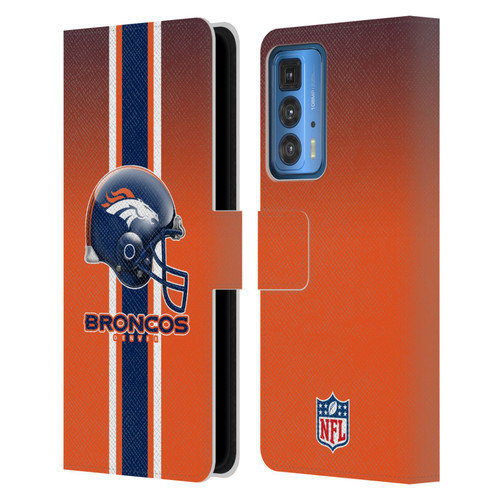 NFL Denver Broncos Logo Helmet Leather Book Wallet Case Cover For Motorola Edge 20 Pro