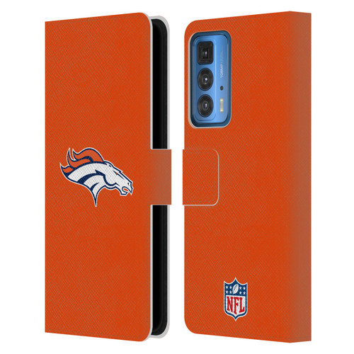 NFL Denver Broncos Logo Plain Leather Book Wallet Case Cover For Motorola Edge 20 Pro