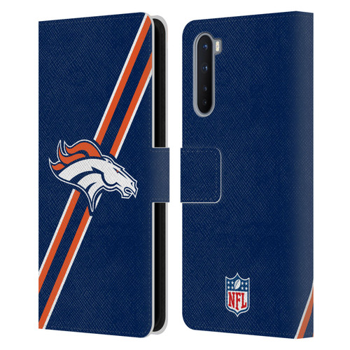 NFL Denver Broncos Logo Stripes Leather Book Wallet Case Cover For OnePlus Nord 5G