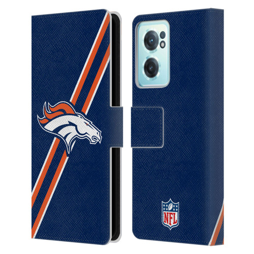 NFL Denver Broncos Logo Stripes Leather Book Wallet Case Cover For OnePlus Nord CE 2 5G