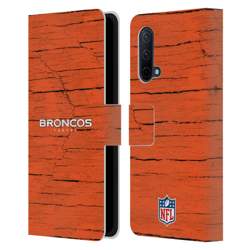 NFL Denver Broncos Logo Distressed Look Leather Book Wallet Case Cover For OnePlus Nord CE 5G