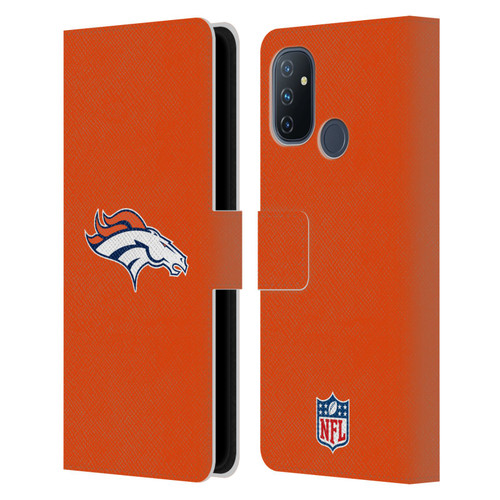 NFL Denver Broncos Logo Plain Leather Book Wallet Case Cover For OnePlus Nord N100