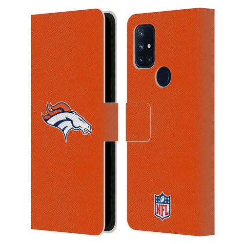 NFL Denver Broncos Logo Plain Leather Book Wallet Case Cover For OnePlus Nord N10 5G