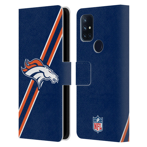 NFL Denver Broncos Logo Stripes Leather Book Wallet Case Cover For OnePlus Nord N10 5G