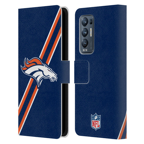 NFL Denver Broncos Logo Stripes Leather Book Wallet Case Cover For OPPO Find X3 Neo / Reno5 Pro+ 5G