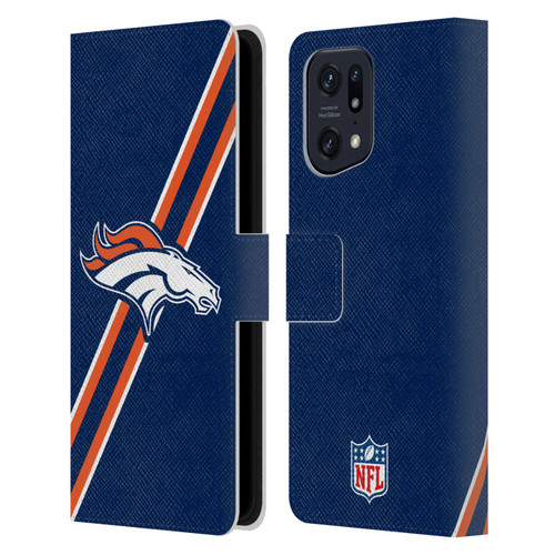 NFL Denver Broncos Logo Stripes Leather Book Wallet Case Cover For OPPO Find X5