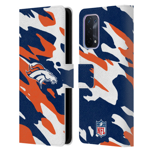 NFL Denver Broncos Logo Camou Leather Book Wallet Case Cover For OPPO A54 5G