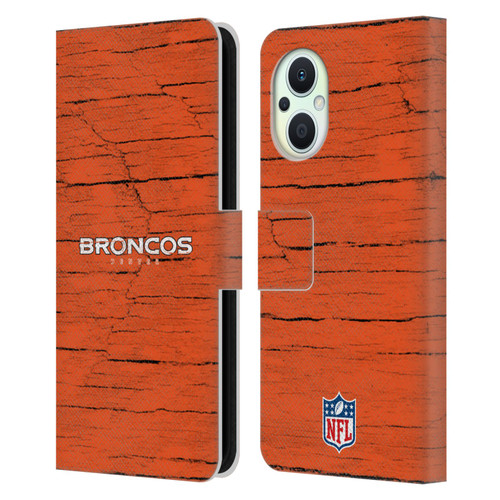 NFL Denver Broncos Logo Distressed Look Leather Book Wallet Case Cover For OPPO Reno8 Lite