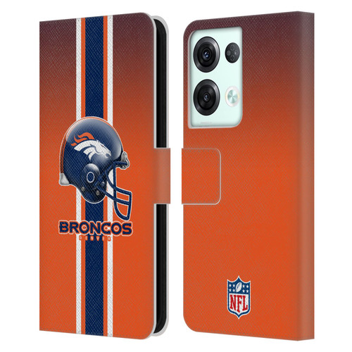 NFL Denver Broncos Logo Helmet Leather Book Wallet Case Cover For OPPO Reno8 Pro
