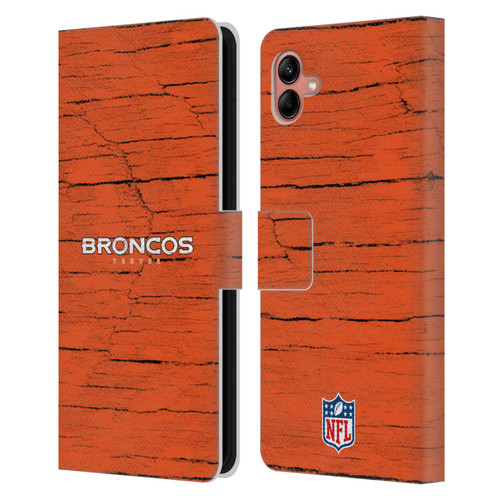 NFL Denver Broncos Logo Distressed Look Leather Book Wallet Case Cover For Samsung Galaxy A04 (2022)
