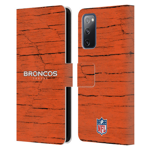 NFL Denver Broncos Logo Distressed Look Leather Book Wallet Case Cover For Samsung Galaxy S20 FE / 5G