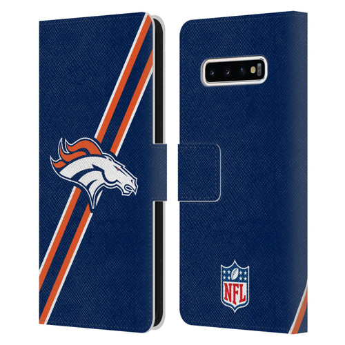 NFL Denver Broncos Logo Stripes Leather Book Wallet Case Cover For Samsung Galaxy S10+ / S10 Plus