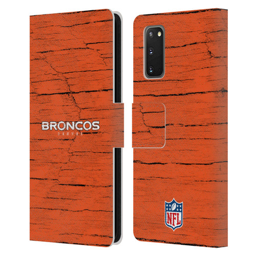 NFL Denver Broncos Logo Distressed Look Leather Book Wallet Case Cover For Samsung Galaxy S20 / S20 5G