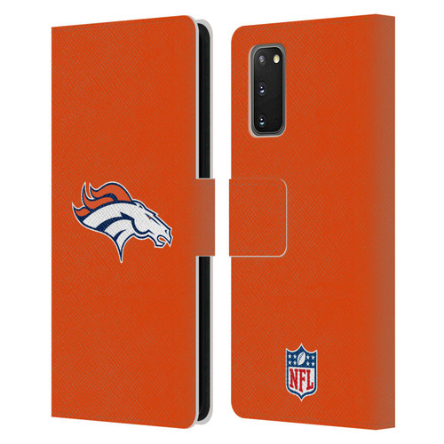 NFL Denver Broncos Logo Plain Leather Book Wallet Case Cover For Samsung Galaxy S20 / S20 5G
