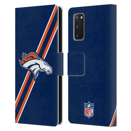 NFL Denver Broncos Logo Stripes Leather Book Wallet Case Cover For Samsung Galaxy S20 / S20 5G