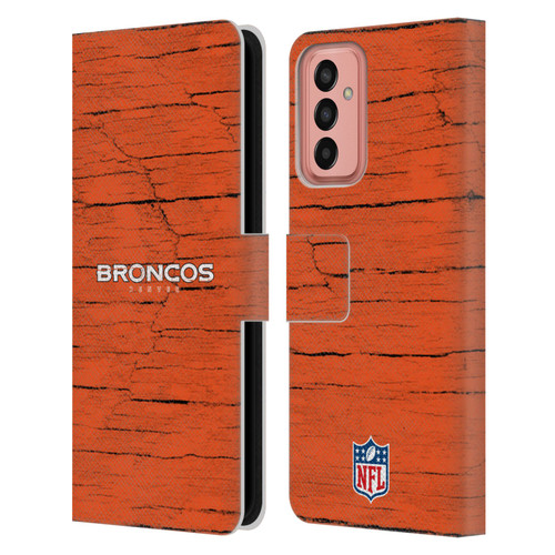 NFL Denver Broncos Logo Distressed Look Leather Book Wallet Case Cover For Samsung Galaxy M13 (2022)