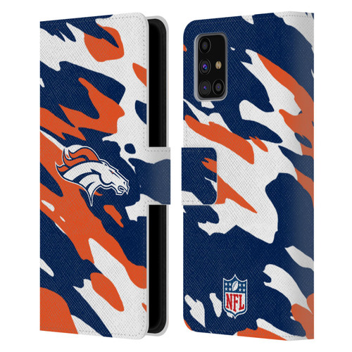 NFL Denver Broncos Logo Camou Leather Book Wallet Case Cover For Samsung Galaxy M31s (2020)