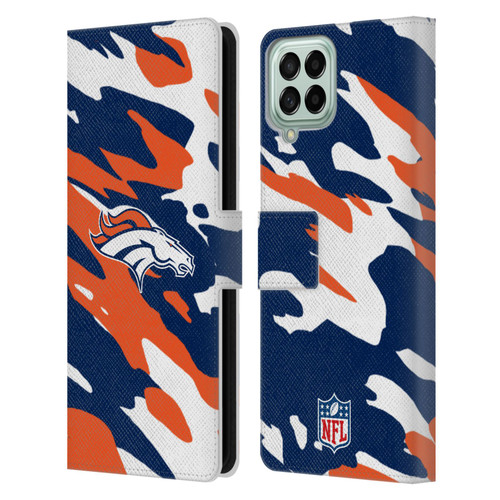 NFL Denver Broncos Logo Camou Leather Book Wallet Case Cover For Samsung Galaxy M53 (2022)
