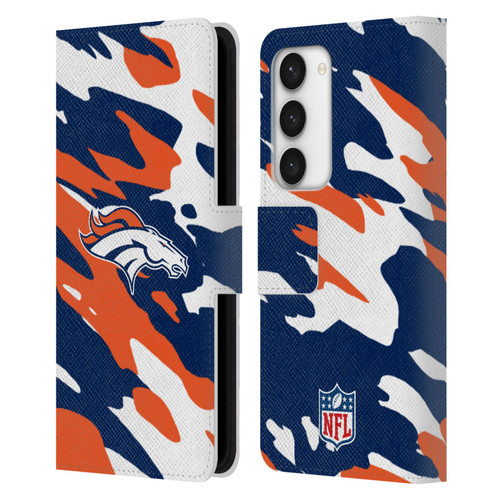 NFL Denver Broncos Logo Camou Leather Book Wallet Case Cover For Samsung Galaxy S23 5G