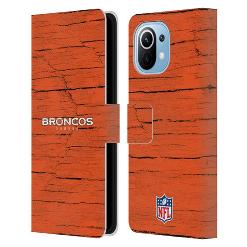 NFL Denver Broncos Logo Distressed Look Leather Book Wallet Case Cover For Xiaomi Mi 11