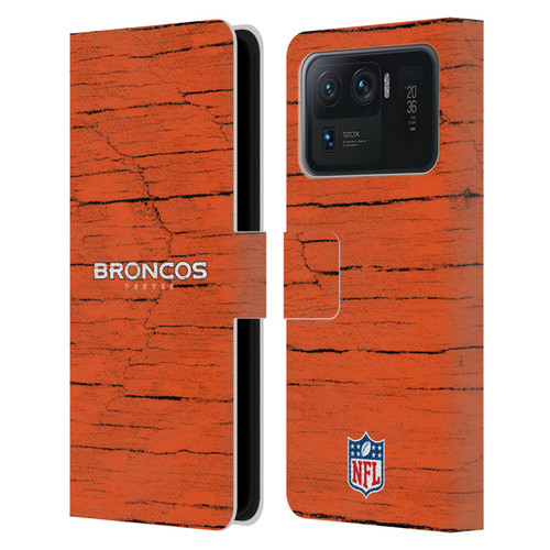 NFL Denver Broncos Logo Distressed Look Leather Book Wallet Case Cover For Xiaomi Mi 11 Ultra