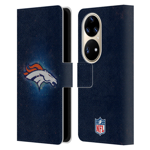 NFL Denver Broncos Artwork LED Leather Book Wallet Case Cover For Huawei P50 Pro