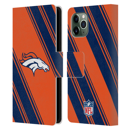 NFL Denver Broncos Artwork Stripes Leather Book Wallet Case Cover For Apple iPhone 11 Pro
