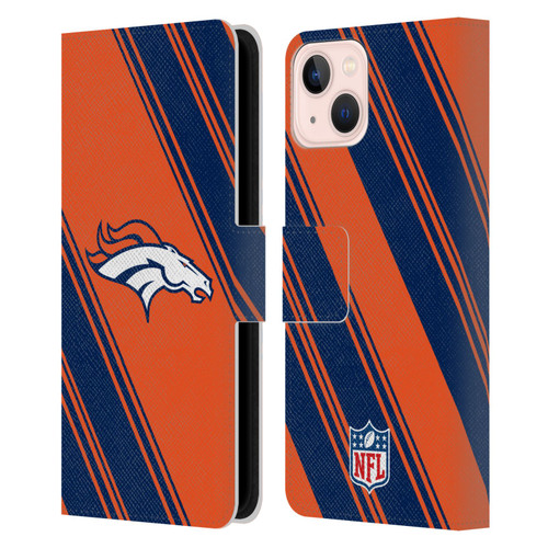 NFL Denver Broncos Artwork Stripes Leather Book Wallet Case Cover For Apple iPhone 13