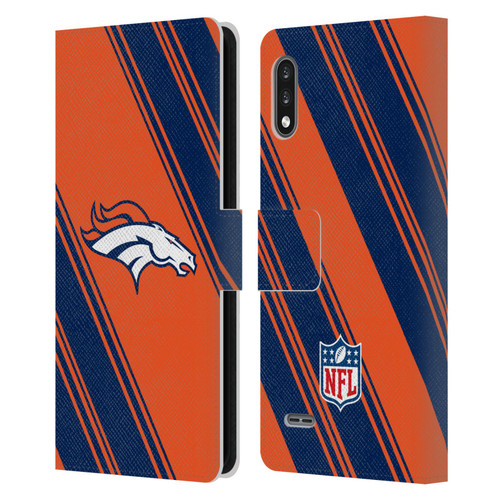 NFL Denver Broncos Artwork Stripes Leather Book Wallet Case Cover For LG K22