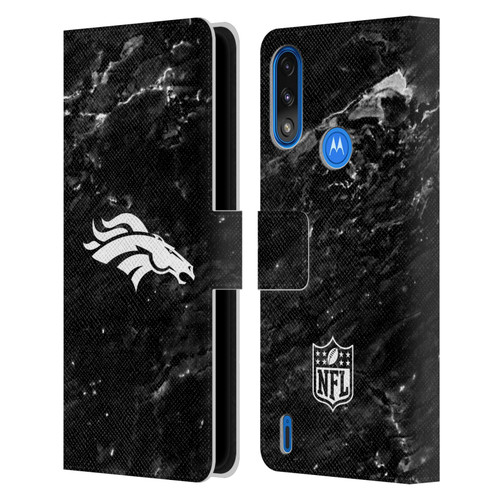 NFL Denver Broncos Artwork Marble Leather Book Wallet Case Cover For Motorola Moto E7 Power / Moto E7i Power