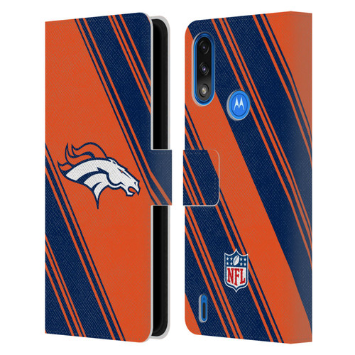 NFL Denver Broncos Artwork Stripes Leather Book Wallet Case Cover For Motorola Moto E7 Power / Moto E7i Power
