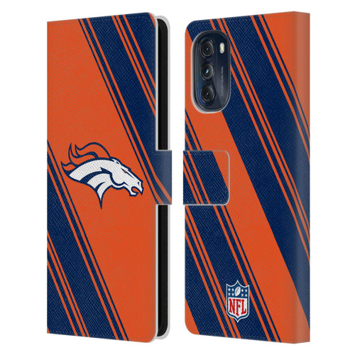 NFL Denver Broncos Artwork Stripes Leather Book Wallet Case Cover For Motorola Moto G (2022)