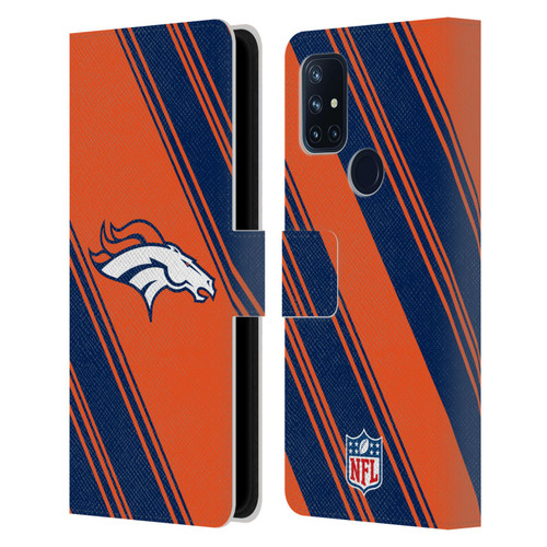 NFL Denver Broncos Artwork Stripes Leather Book Wallet Case Cover For OnePlus Nord N10 5G