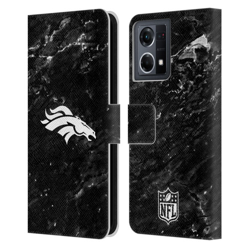 NFL Denver Broncos Artwork Marble Leather Book Wallet Case Cover For OPPO Reno8 4G