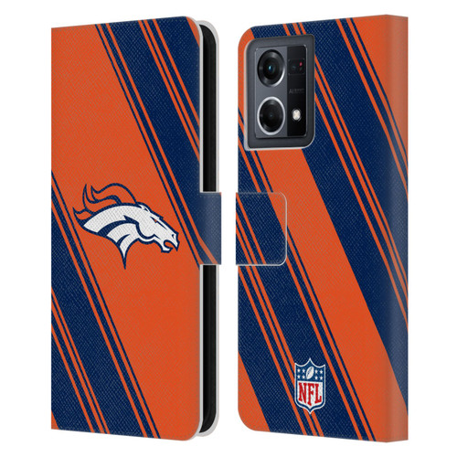 NFL Denver Broncos Artwork Stripes Leather Book Wallet Case Cover For OPPO Reno8 4G